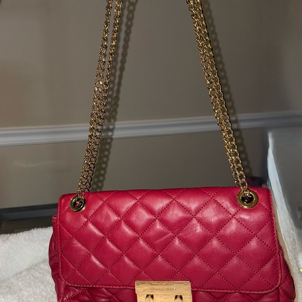 Michael Kors Red Quilted Shoulder Bag